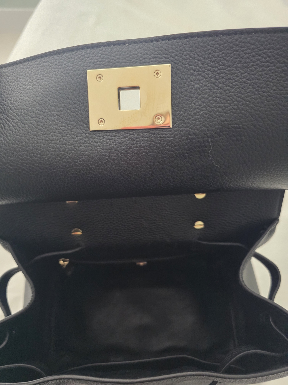 Salvatore Ferragamo Black Leather Satchel with Gold Hardware - Picture 4 of 5